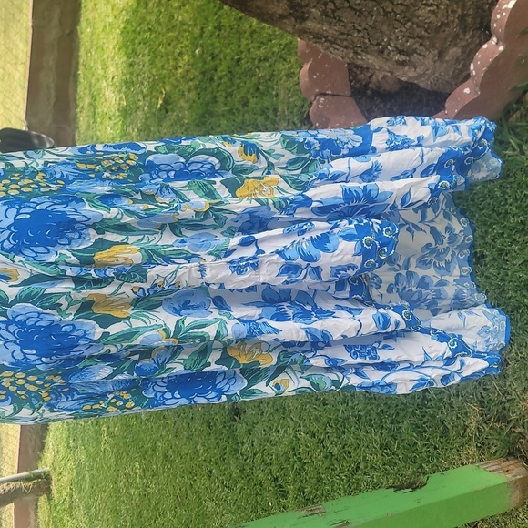 FLYING TOMATO rayon Bohemian floral high low hem summer dress large off shoulder - Picture 4 of 7